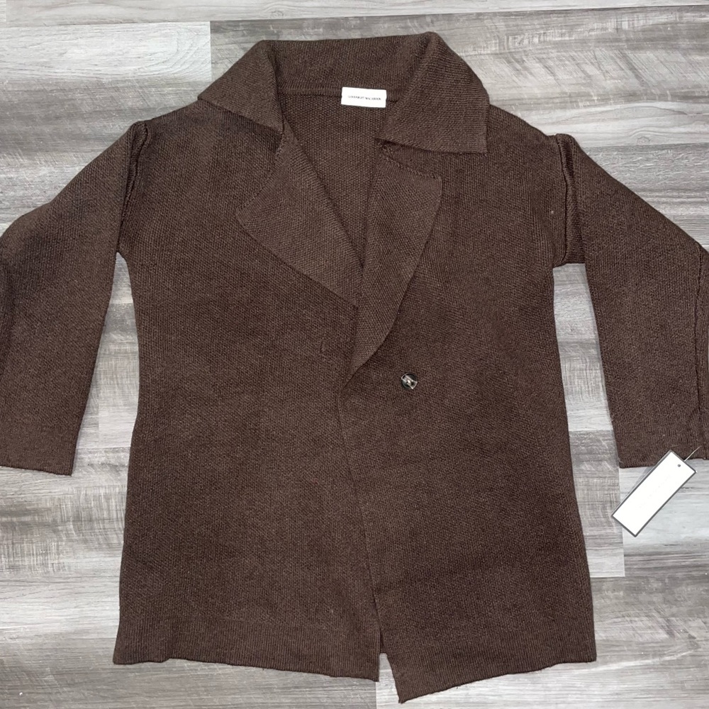 Goodnight Macaroon brown cardigan sweater NWT